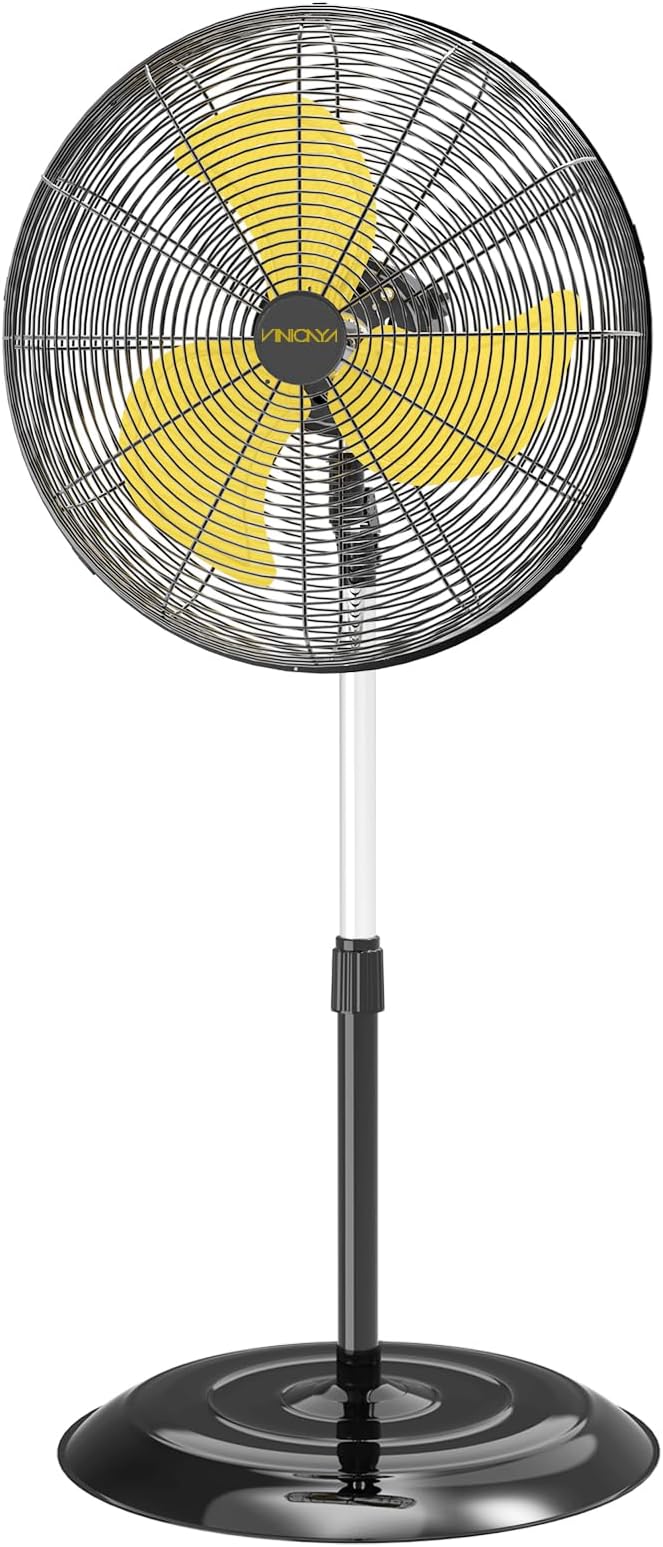 VINICAYA 20 Inch Industrial Pedestal Fan, 5300 CFM Oscillating Fans on Stand Heavy Duty with 3 Speed, Poweful Motor, UL Listed for Commercial Workshops Warehouse Garage