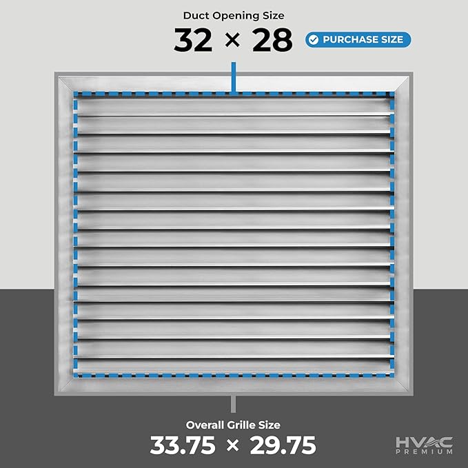 HVAC Premium 32"W x 28"H Aluminum Exterior Gable Louver Vent for Walls & Crawlspace - Weather-Resistant Air Grille with Screen Mesh - [Outer Dimensions 33.75"W x 29.75"H]