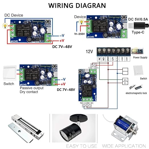 Ewelink WiFi Wireless Smart Relay Module USB 5v/12v/24v/48v Inching Selflock Remote ON Off Power Switch for Access Control,Turn on PC, Compatible with Alexa Google Home