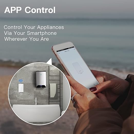BSEED Smart Water Heater Switch,Work with Amazon Alexa,Google Assistant,WiFi Touch Switch with Smart Life APP Control and Timing Function,20A Black Water Heater Switch Suitable for Bedroom,Bathroom