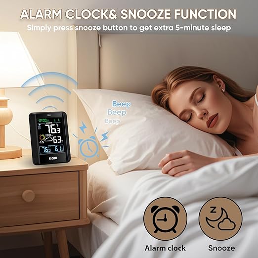 Indoor Outdoor Thermometer Wireless Weather Station External Thermometer Hygrometer Monitor with 330ft Range Remote Sensor, Battery Operated Backlit Display (Colorful)