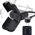 ELEGRP PQR20 Outdoor Smart Plug Waterproof IP66, WiFi Plug with 2 Individually Sockets, Compatible with Alexa & Google Assistant, Smart Outdoor Outlet for String Lights, UL Certified, 1 Pack, Black