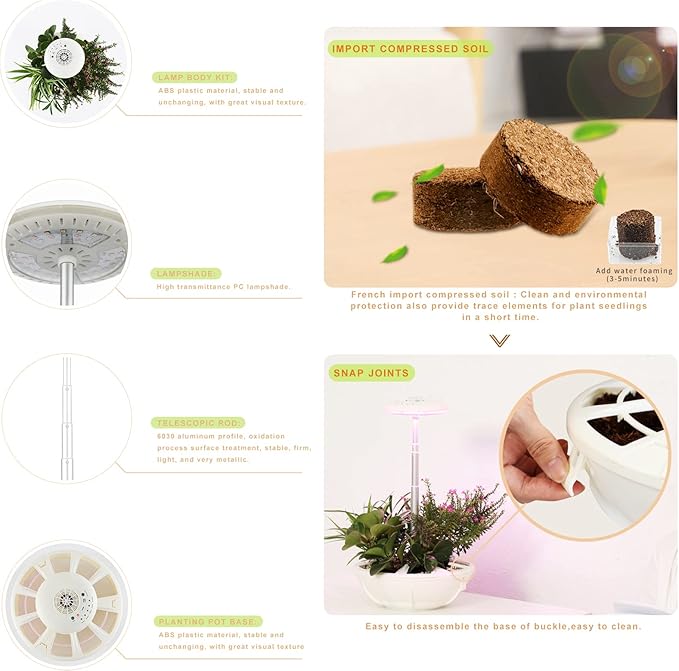 Hydroponics Growing System with LED Grow Light Smart Herb Plants Germination Kit Height Up to 19.7" Indoor Garden Garden Kit Automatic Timer for Kitchen Office Home