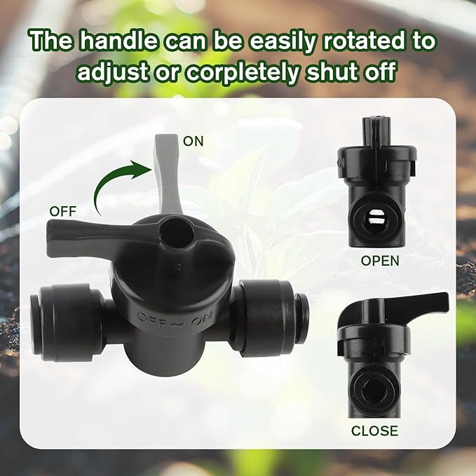 Kalolary 10 Pcs Quick Connect 1/4" Drip Irrigation Valves, Drip Irrigation Shut Off Valve Barbed Switch Valves Drip Line Parts for 1/4 Inch Drip Irrigation Tubing Garden Irrigation Watering System
