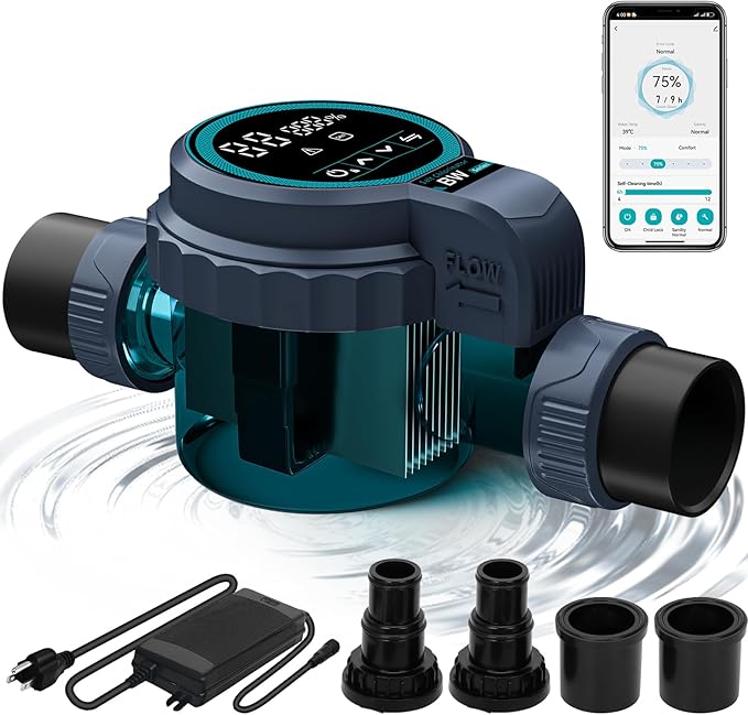Smart Saltwater Chlorinator System for Above Ground Pool, Up to 8,000 Gallons Pool, Built-in Wi-Fi & App Remote Control, 7000-Hour Lifespan,Salt Chlorine Generating System with Smart Digital Panel