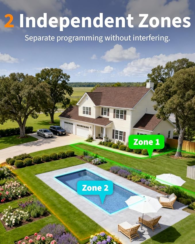 Diivoo 2 Zone WiFi Brass Sprinkler Timer, Smart Hose Water Timer with Remote APP Control, Compatible with Alexa & Google Home, 12 Irrigation Schedules, Rain Delay & Manual Mode for Garden, Lawn, Yard