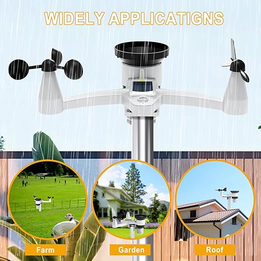 Urageuxy WiFi Weather Station - 7-in-1 Wireless Smart Home Weather Stations with Rain Gauge and Wind Speed/Direction,Temperature, Humidity, Weather Forecast, UV/Light, Moon Phase and Alarm