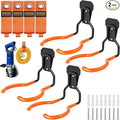 Heavy Duty Garden Power Tool Hanger, Garage Storage Utility Hooks with Storage Straps, Electric Tool Hooks, String Trimmer Hangers, Garden Tool Organizer, Weedeater Rack (4, Orange)