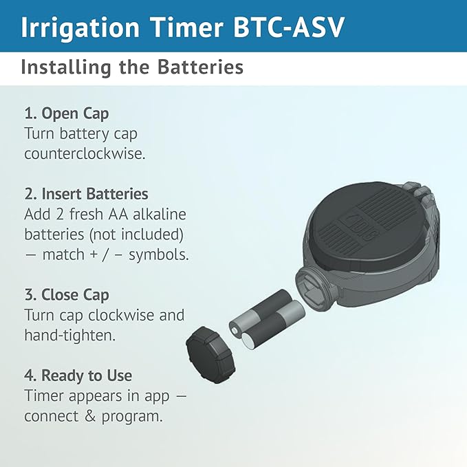 DIG BTC-ASV Bluetooth Battery Powered Weatherproof Wireless Irrigation Controller w/ Anti Siphon Valve - Smart, Easy-to-Use, Compatible with Residential Drip and Sprinkler Irrigation Systems