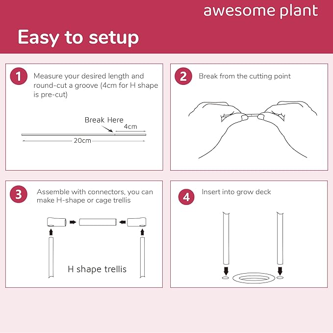 Trellis System (20 PCS) Plant Support Stakes Kit, 7.87 Inches Plant Stakes for Indoor Hydroponic Growing System, Compatible with Aerogarden Harvest XL Bounty and iDOO Indoor Garden