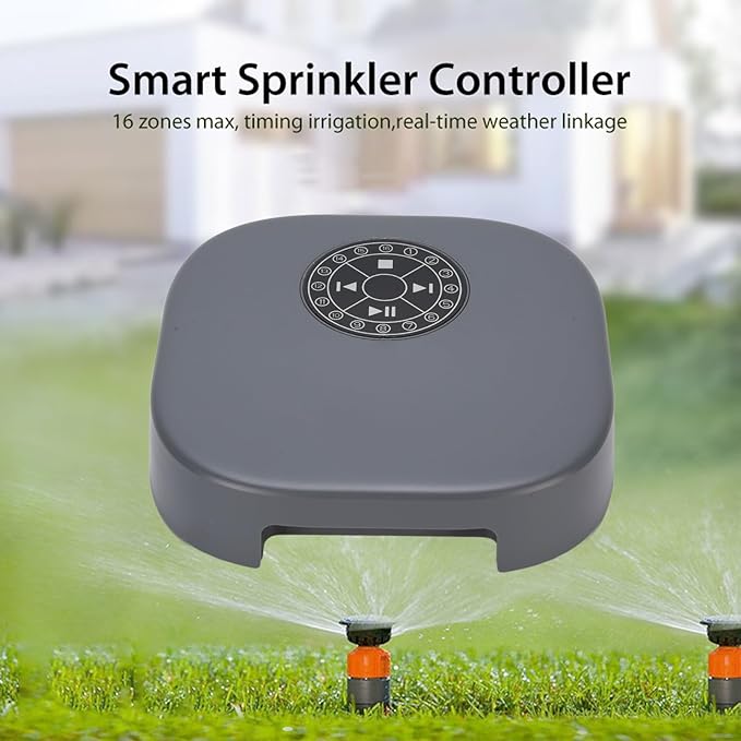 AUNMAS WiFi Irrigation Timer, Smart Sprinkler Controller with Rain Delay for Garden Lawn Watering System, 16 Zone Bluetooth (US Plug 120V)