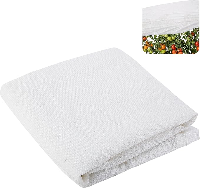 9.9 x 6.6 Ft Plant Shade Nylon Cloth, White Plant Sun Protection Net with Reinforced Grommets, Garden Sunshade Cover Cloth for Protecting Plants from Direct Sunlight