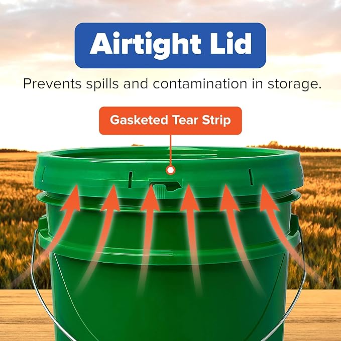 ePackageSupply 5 Gallon Bucket - Food Grade Bucket with Airtight Gasketed Tear Strip Lid, BPA-Free, Heavy-Duty 90 Mil HDPE Plastic Pail, Bulk Storage, Durable Container, Made in USA - Green, 3 Packs