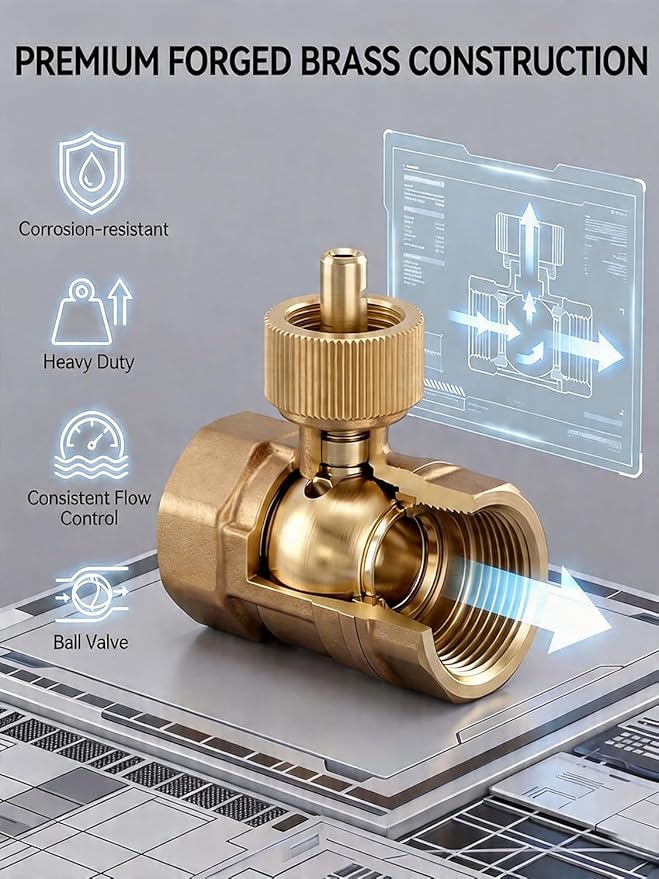 Smart WiFi Water Valve, Brass Motorized Ball Valve with Timer & App Remote Control, Alexa/Google Home Compatible, Ideal for Garden Sprinkler, Pool Filling, Greenhouse & Hydroponics, 1" NPT