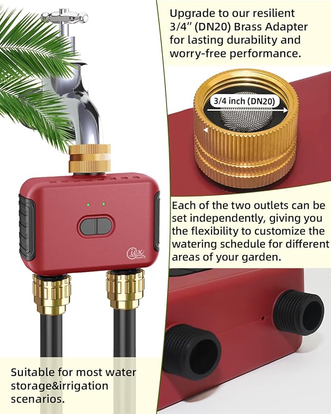 GIEX Bluetooth Smart Sprinkler Timer, App Control Water Timer for Garden Hose, Programmable Irrigation Controller Works with Tuya & Smart Life App