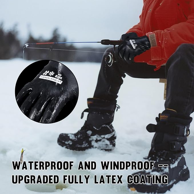 AIGEVTURE Waterproof Winter Work Gloves Men,Cold Weather Insulated Work Gloves Thermal Liner Superior Grip Latex Coating Warm for Outdoor x-large