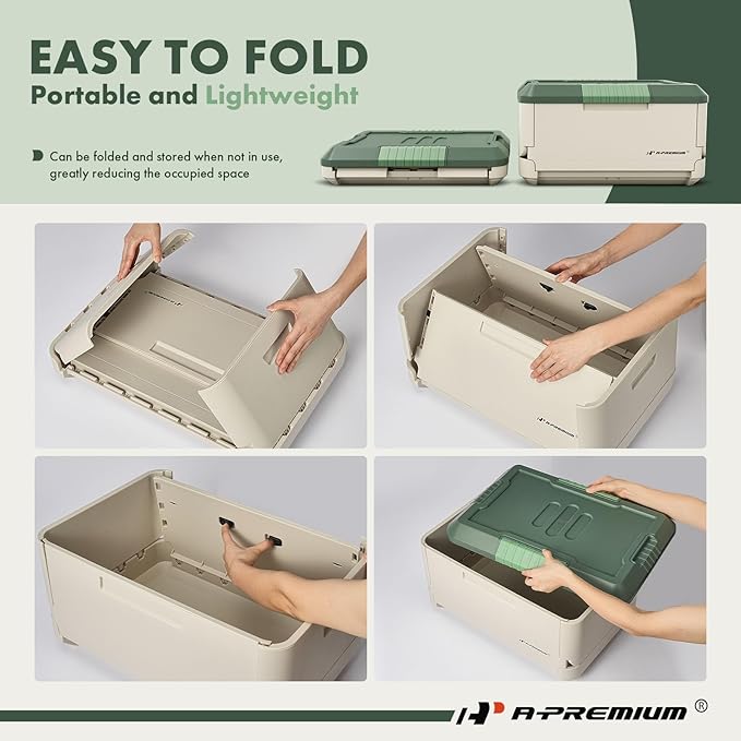 A-Premium Multifunctional Foldable Trunk Organizer and Storage Box Portable Car Storage Box with Waterproof Bag Heavy-Duty Container 45L 47-Quart for Camping, Picnic, Home, Garage box, etc