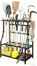 Garden Tool Organizer Holder Heavy Duty Steel Rack Up to 60 Long Handled Tools for Garage Shed Outdoor Garden Yard Black