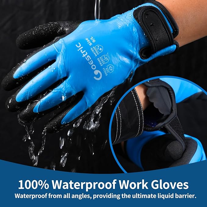 100% Waterproof Winter Work Gloves for Men Women, Freezer Gloves with Grip for Shoveling Snow