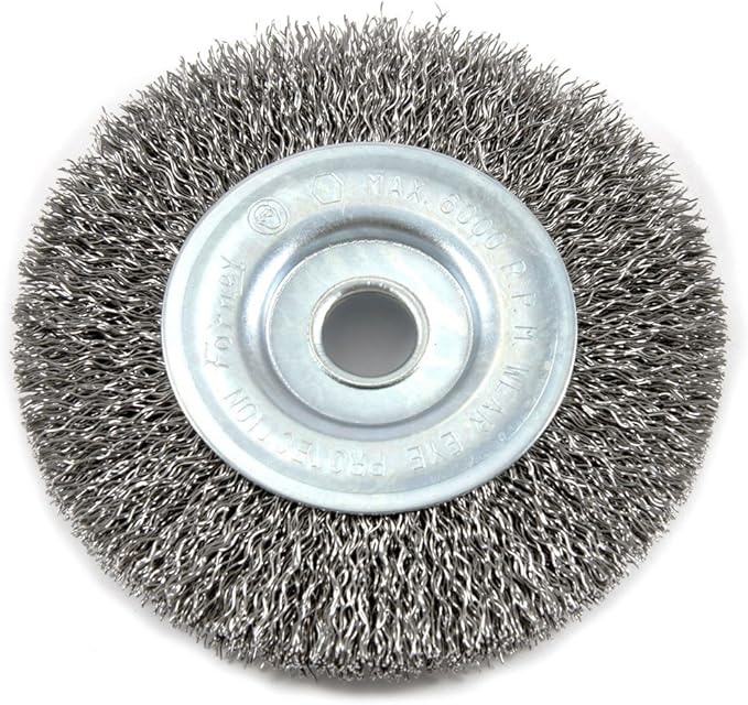 Forney 72742 Wire Wheel Brush, Coarse Crimped with 1/2-Inch Arbor, 4-Inch-by-.012-Inch