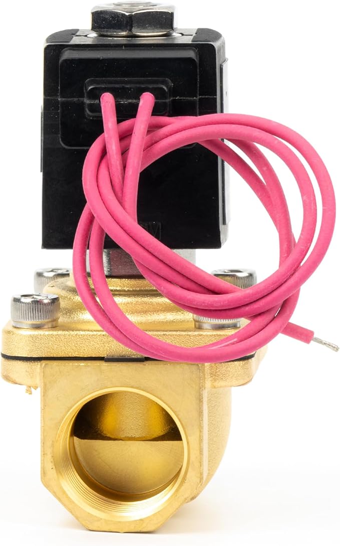 U.S. Solid 3/4" Brass Solenoid Valve - 110V AC Normally Closed Electric Solenoid Valve with Viton Seal, Lead Wire Type