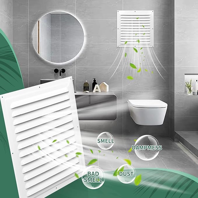 (White 1 Pack 12" x 12"Inch) Gable Vents, Aluminum Walls, Lofts, Garages etc with Screened Metal Shed Vents, Outdoor House Loft Ceiling Reinforced Square Vents Shutters Exterior Grille (Gloss)