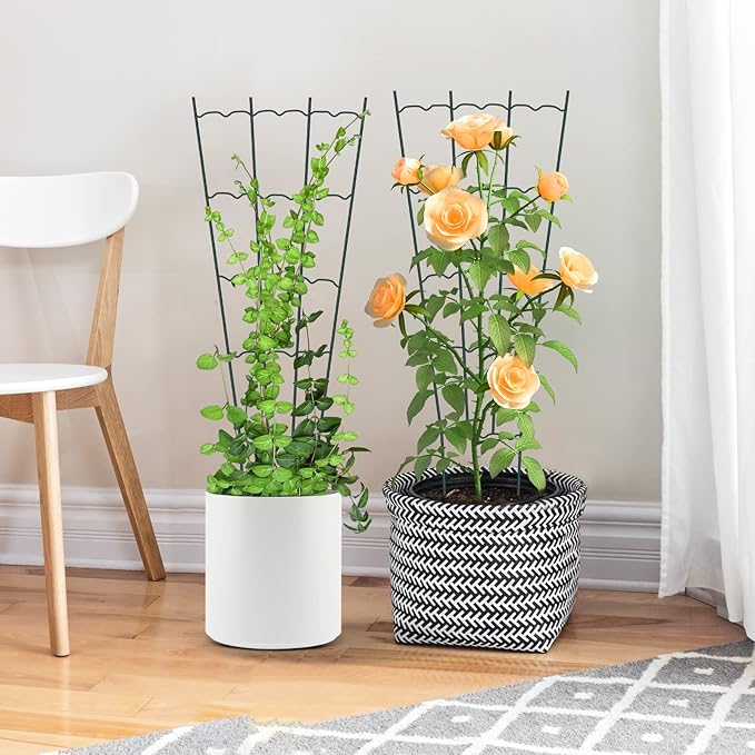 HiGift 4 Pack 24'' Plant Trellis for Climbing Plants Indoor, Outdoor Metal Garden Trellis for Climbing Plants, Metal Plant Stakes Plant Trellis for Houseplant Vine Ivy Flowers