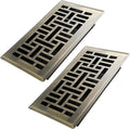 Howeall 4x8 Inches 2 Pack Heavy Duty Walkable Floor Register Easy Adjust Air Supply Lever Floor Vents - Seattle Design - Vent Cover for Home Floor - Antique Brass