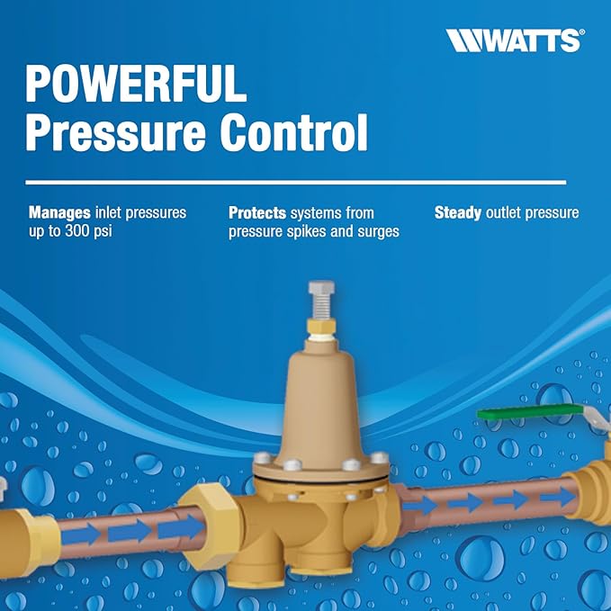 Watts LF25AUB-Z3 Water Pressure Reducing Valve NPT Female Union x NPT Female, Polymer Seat, 3/4 Inch