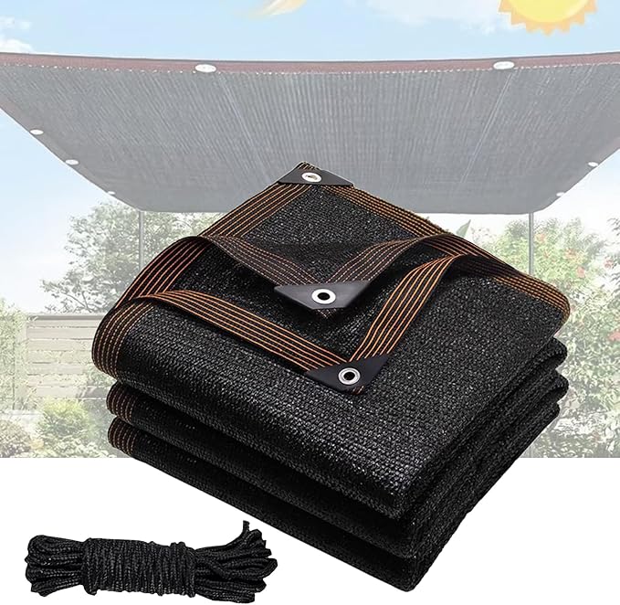 Shade Cloth, 90% Shading Rate Sun Shade Durable mesh tarp,Dog Kennel Shade,Plant Cover Abrasion-Resistant Sunshade, Shade Cloth for Garden,pergola Cover, Patio net (Black, 1.8 * 2.4M/6 * 8FT)