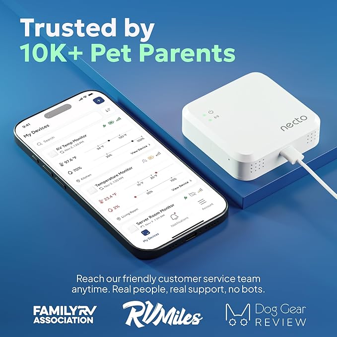 Cellular Temperature Monitor - Remote Power Failure Alarm & Humidity Sensor with Unlimited Alerts. Temp Monitoring System for RV Pet Safety, Vacation Home, Server Room. No Fees or WiFi Required