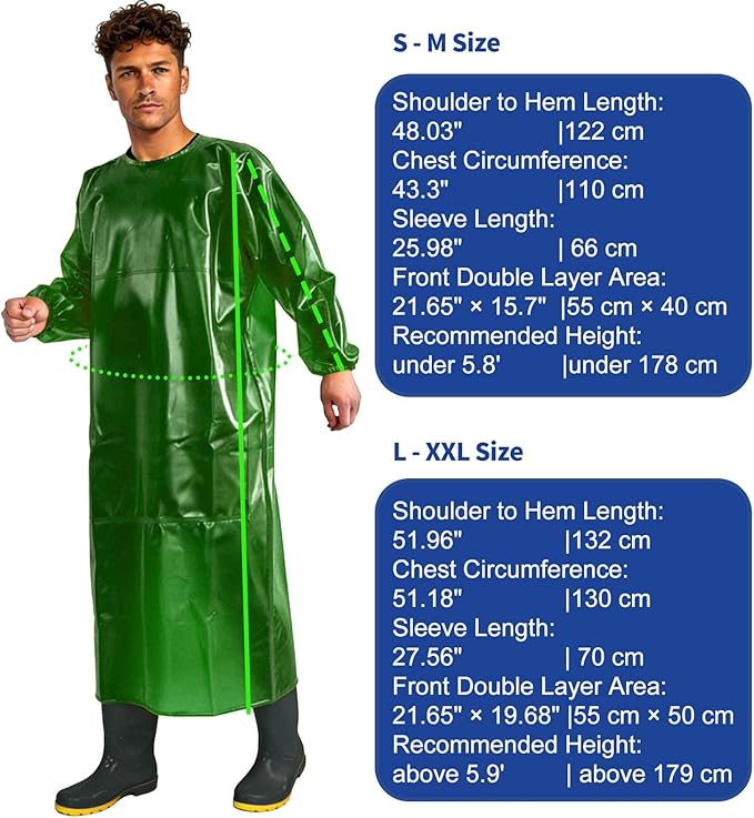 SUJAN Apron with Sleeves Splash Suit Waterproof Smock Chemical Resistant Safety Aprons Coverall