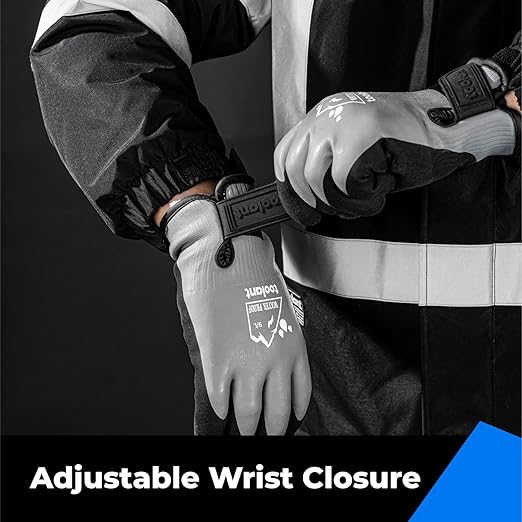 toolant 100% Waterproof Gloves for Men and Women, Winter Work Gloves for Cold Weather, Thermal Insulated Freezer Gloves, Touch Screen, With Grip, Grey, Small