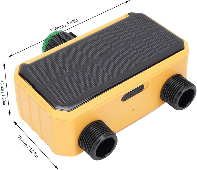 Solar Panel Sprinkler Timer, Double Outlet Smart Water Timer with Rain Sensor, Automatic Watering Valve Irrigation Controller System for Garden Hose Lawns Yard
