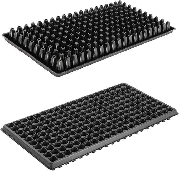 RooTrimmer 10 Pack 200 Cell Seed Starter Trays- Thick Durable Plastic Nursery Flats with Drainage Holes for Seedlings, Propagation, Seed Germination, Fits Shallow 1020 Trays
