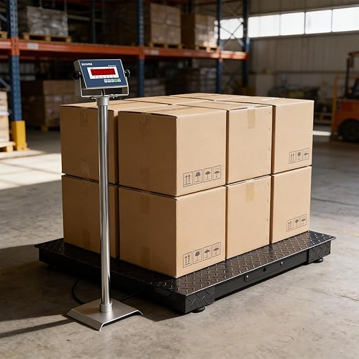 48"x48" Industrial Floor Scale, Professional Platform Scale with Digital Indicator, Weighing Scale for Warehouse Shipping and Industrial Use, 10000 lb x 1 lb, Black