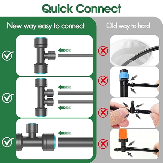 360°Adjustable Drip Irrigation System Kit with Hose Timer - 98FT 1/2" Garden Watering System with 20 Copper Nozzles, Greenhouse Accessories, Irrigation System for Garden,Yard, Lawn, Plant