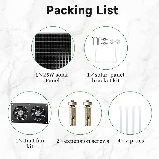 blessny 25W Solar 2 Fan Kit for Outdoor Greenhouse, Solar Powered Vent Exhaust Ventilation Fan for Chicken Coop, Shed Air Circulation, 14.7 Ft Long Cord with IP65 Weatherproof Rate