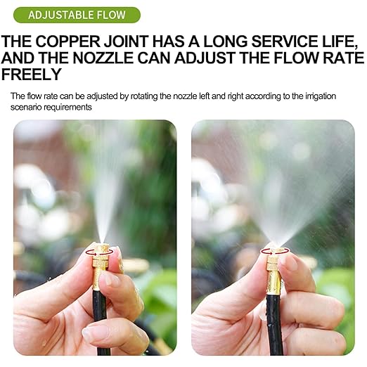 Drip Irrigation Kit Automatic Watering System for Potted Plants, 360 Degree Adjustable Copper Micro Sprinklers, Quick Connect Tubing Fittings for Garden, Lawn, Patio, Balcony (32 Nozzles)