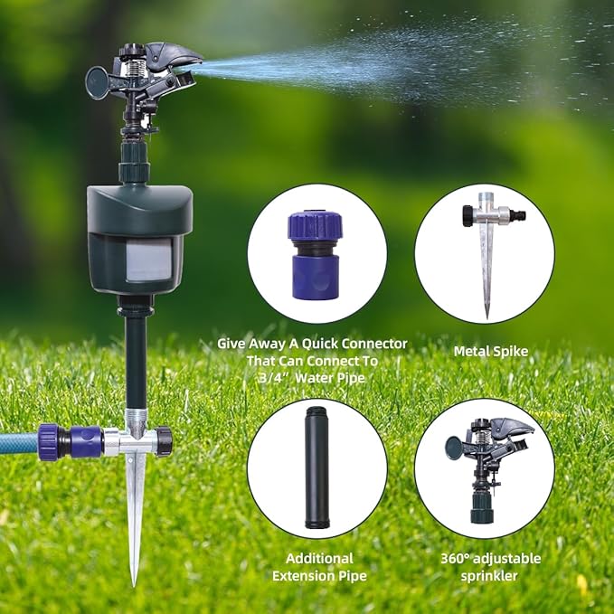 Motion Activated Sprinkler Outdoor Waterproof Repellent for Yard