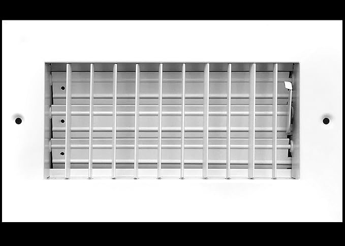 HVAC Premium 8''w x 4''h Adjustable AIR Supply Diffuser - HVAC Vent Cover Sidewall or Ceiling - Grille Register - High Airflow - White [Outer Dimensions: 9.875''w X 6''h]