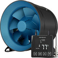 TerraBloom 12 Inch Inline Fan EC - Quiet HVAC Grow Tent Fan with 0-100% Temperature Thermostat Speed Controller - Premium Metal Casing 40-75% Energy Efficient EC Motor - For Large Spaces