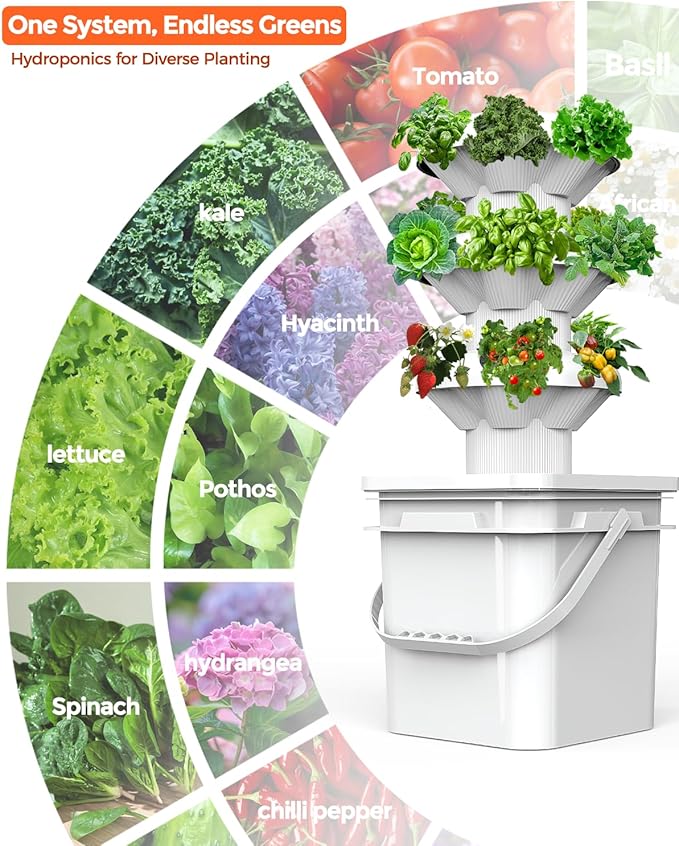 18 Plants hydroponic Growing System kit, hydroponic Tower Indoor Garden, 10-Liter Large-Capacity Water Tank Circulation, soilless Planting Vegetables and Fruits (3x6P)