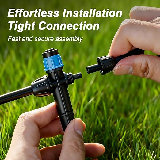 RedChili 20 Pieces Drip Emitters for 1/4" Drip Irrigation Tubing, Adjustable 360 Degree Vortex Drip Emitters with Stake 360° Full Circle Umbrella Shape Pattern Garden Two Way Irrigation Micro Drippers