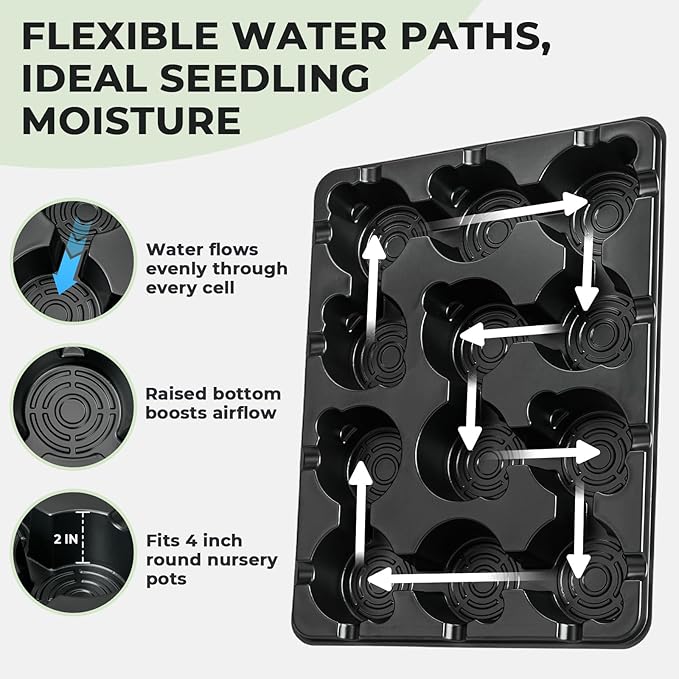 homenote 4 Inch Seed Starting Trays with Clear Nursery Pots, 5-Pack 12-Cell Seedling Starter Trays & 4" Nursery Pots 60 Pcs with Drainage, Plant Starter Germination Trays for Indoor Outdoor Growing