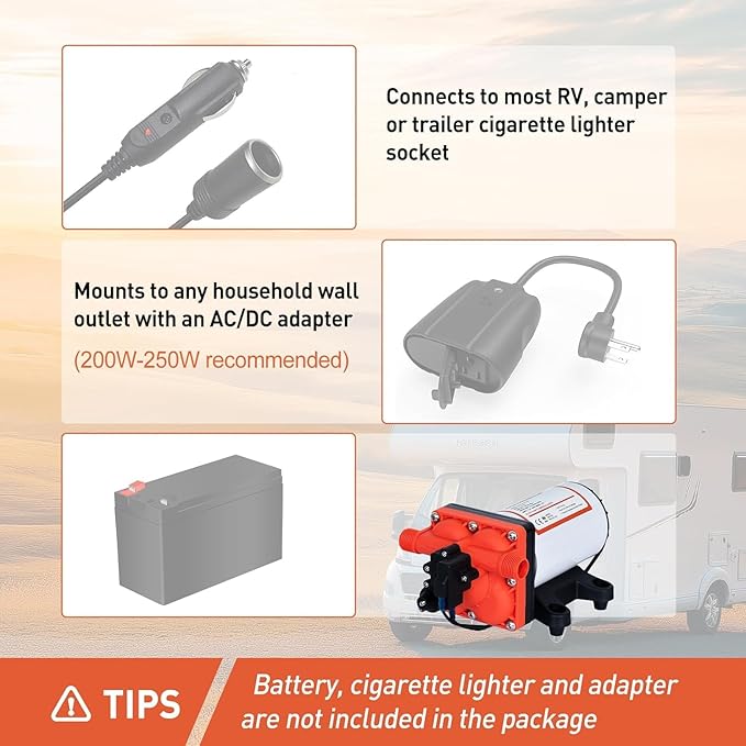 High Pressure 12 Volt RV Water Diaphragm Pump 5.5GPM 70PSI,On Demand 12V DC Self Priming Water Pump with Smart Pressure Switch,Fresh Wash Down for Boat Camper Marine Sprayer Garden Off-grid