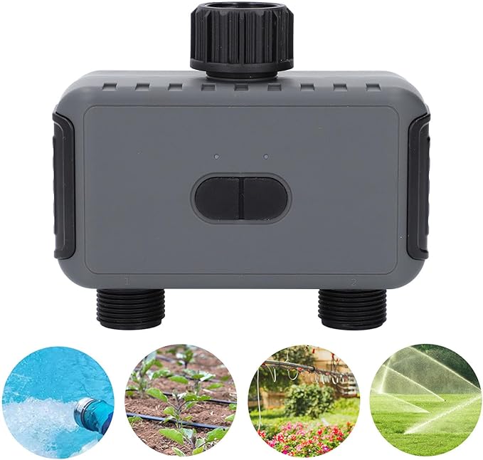GOTOTOP Bluetooth Sprinkler Timer 2 Zone Water Timer Dual Zone Irrigation Controller with APP Control Rain Delay IP55 Proof for Garden Yard Lawn