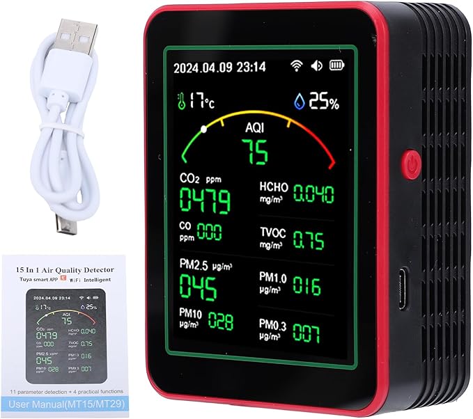 Matybobe Air Quality Monitor CO2 TVOC PM Detector Smart WiFi TY APP Control Indoor Home