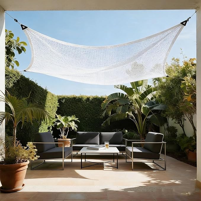 White Shade Cloth for Garden, 50% Mesh Tarp with Grommets Sun Shade Cloth for Greenhouse, Plants Cover, Patio and Chicken Coops, White Shade Net for Outdoor UV Resistant(8x10FT)
