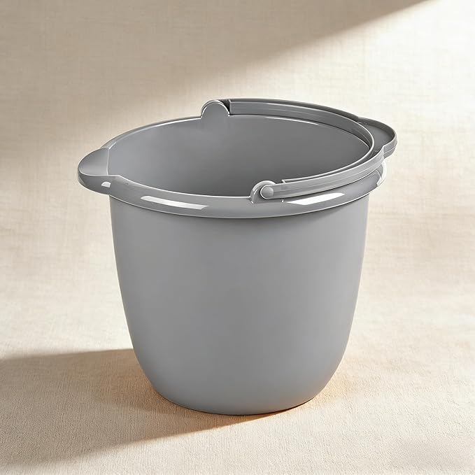 10 Qt. Spout Pail Classic Titanium,Plastic Utility Bucket with Comfortable Handle, Durable Multi-Purpose Pail for Household Cleaning & Storage